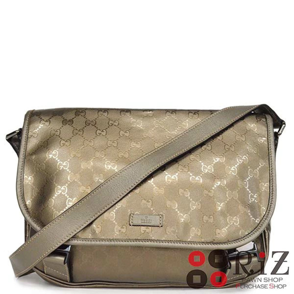 GUCCI GG IMPRIME Messenger Bag Shoulder Khaki Green